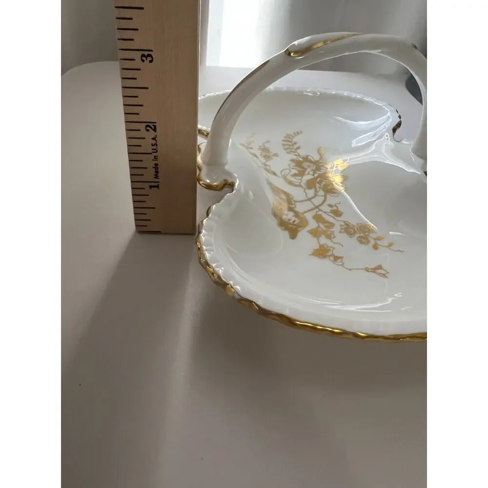 Hammersley & Co. Bone China Gold‎ Floral Candy Nut Dish Handle Gold Trim MCM